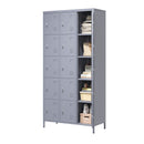15 Door Lockers With Lock For Storage In Home, Gym, Office, And School - Gray