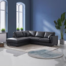 Geralyn - Sectional Sofa With 2 Pillows - Black Leather