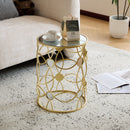 Modern Side Table With Mirror Top And Metal Frame - Gold / Clear