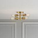 Ephemeral - 4 Lights Semi Flush Mount Retro Hallway Kitchen Bedroom Living Room Ceiling Pendant - Antique Brass / Clear / Gold