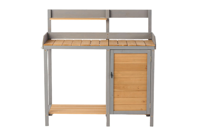 Outdoor Potting - Bench, Workstation Table With Cabinet For Backyard Garden Supplies - Brown / Gray