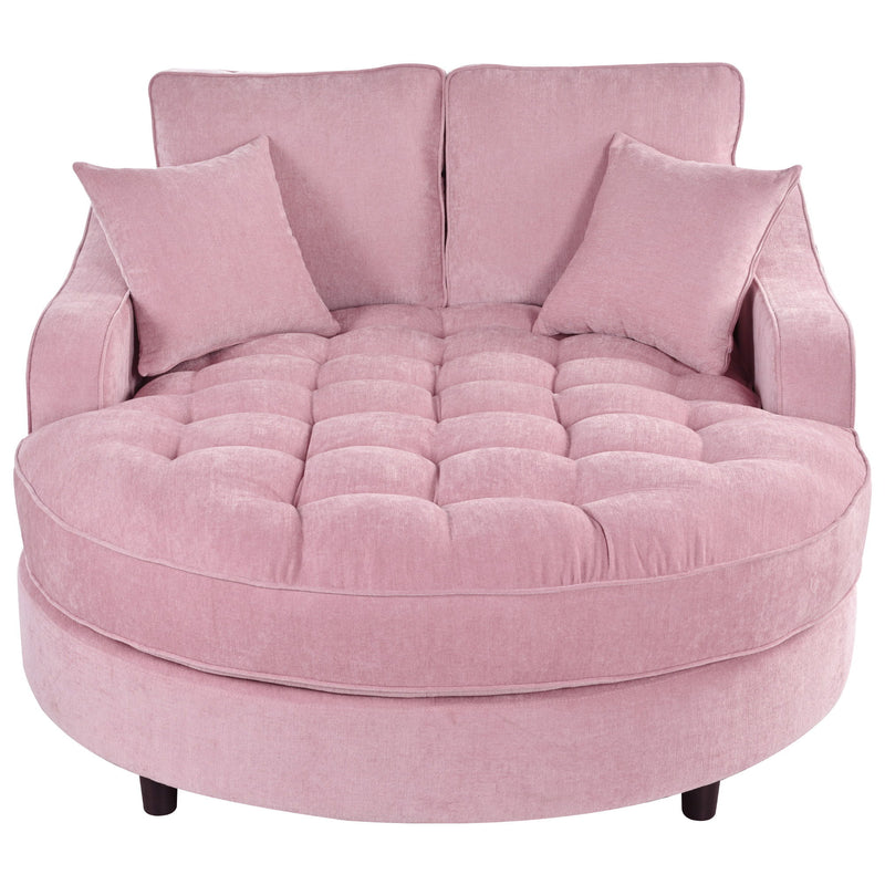 Modern Chaise Lounge Upholstered Sofa Couch With Tufted Seat And Detachable Pillows For Living Room