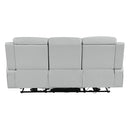 Elonzo - Power Motion Sofa With LED, Power Headrest & Speaker - Light Gray