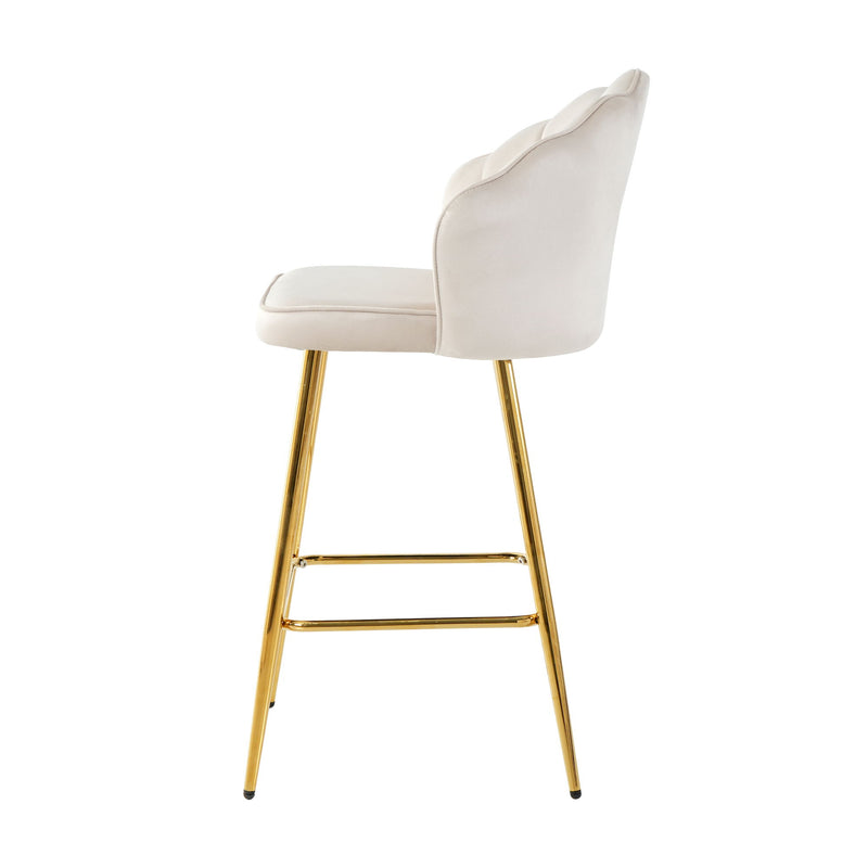 Elegant Shell Shape Velvet Bar Chair (Set of 2)