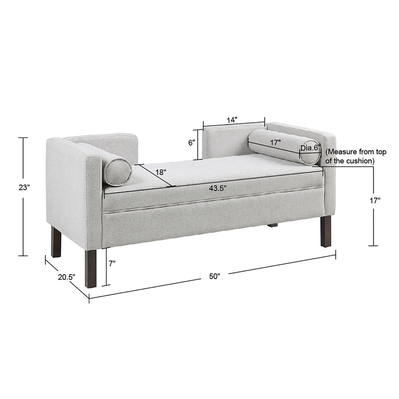 Upholstered Accent Bench With Open Back - Gray