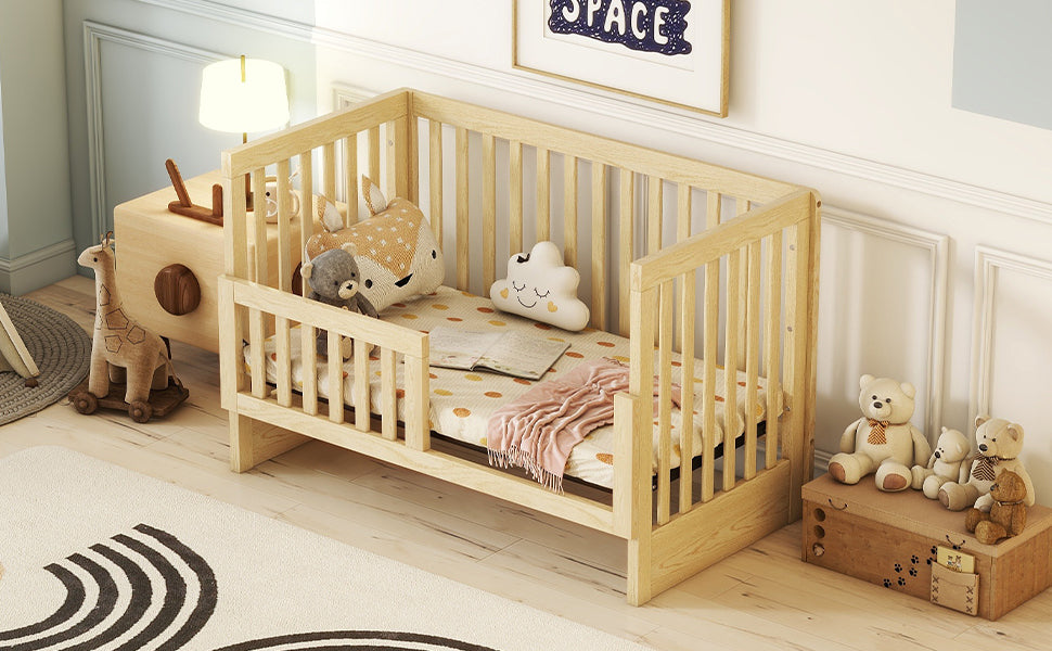 Convertible Crib/Full Size Bed with Changing Table, Natural - Atlantic Fine Furniture Melbourne FL