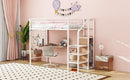 Loft Bed With Desk And Grid, Stylish Frame With Lateral Storage Ladder And Wardrobe