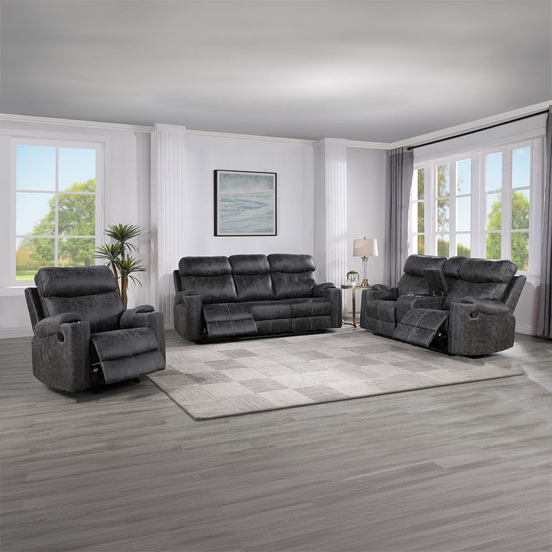 Hirah - Motion Sofa - Dark Gray Polish Microfiber