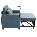 Pull-Out Sleeper Sofa With Reversible Backrest Cushion, Side Pockets, 2 USB Ports And A Phone Holder For Living Room