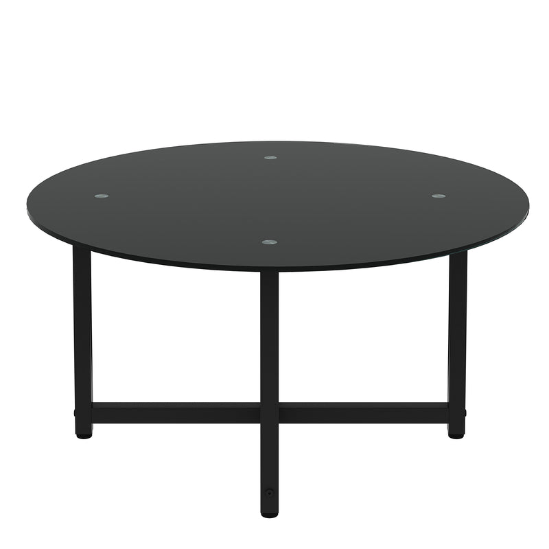 Jws-W241 Round Glass Coffee Table, Clear Coffee Table, Modern Side Center Tables For Living Room