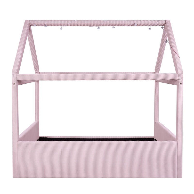 Upholstered House Style Daybed With LED Light Strips