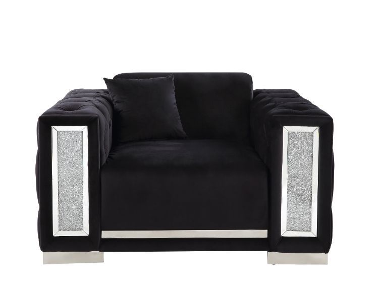 Trislar - Chair With Pillow (Same Lv01399) - Black Velvet