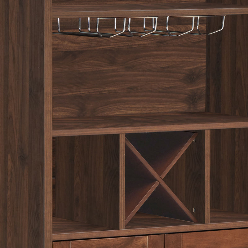 Farmhouse Style Monita Wine Cabinet With Storage Space - Walnut