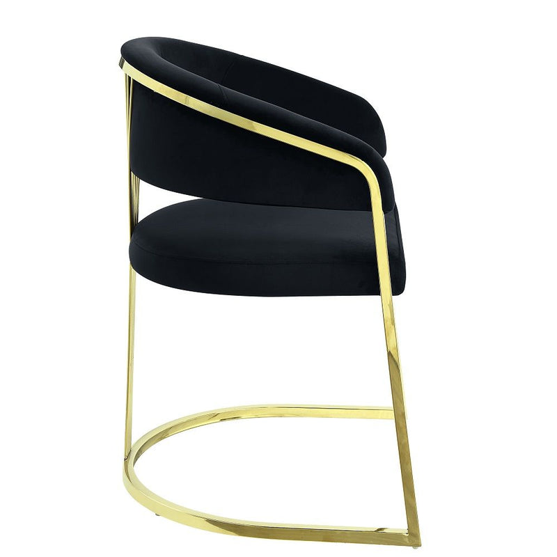 Fallon - Side Chair (Set of 2) - Black Velvet & Mirrored Gold