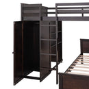 Loft Bed With A Twin Size Standalone Bed, Shelves, Desk, And Wardrobe