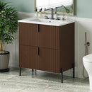 Fluted Bathroom Vanity With Ceramic Sink, Freestanding Design