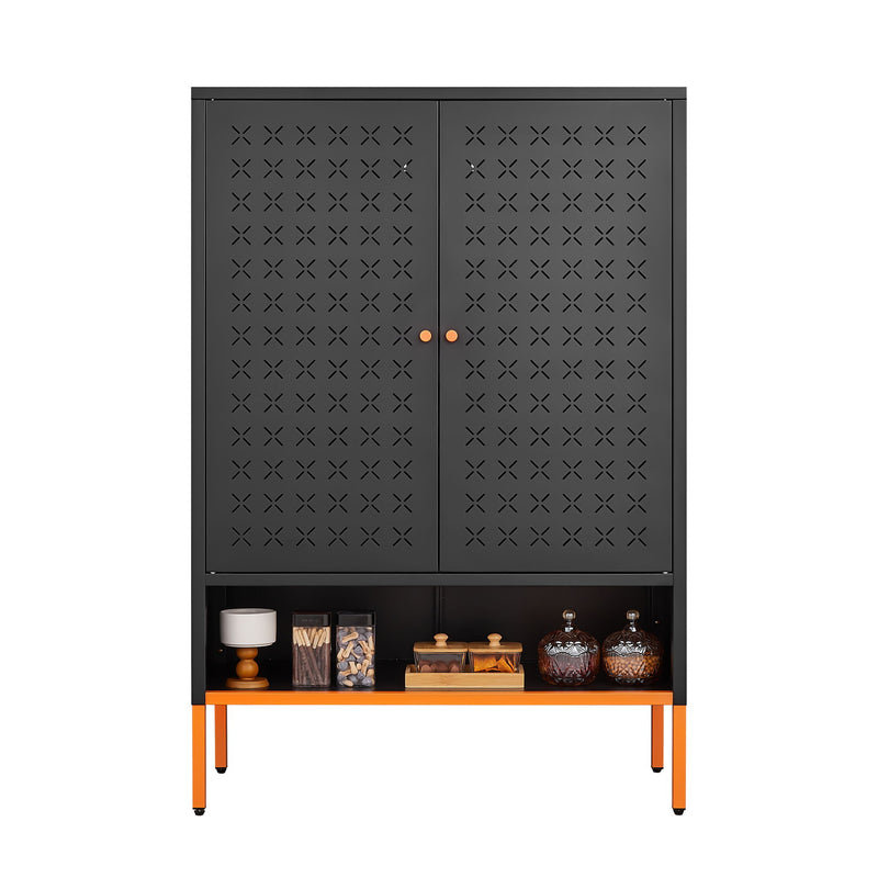Gjg Hua - Shoe Cabinet With Ergonomic Steel Handle And Breathable Butterfly Door - Black
