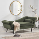 Auroral - Velvet Upholstered Chaise Lounge With Scrolled Arms And Tapered Legs