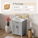 Bathroom Vanity With Ceramic Sink, Soft Close Doors, Flip Drawer, Double Layer Door Shelves