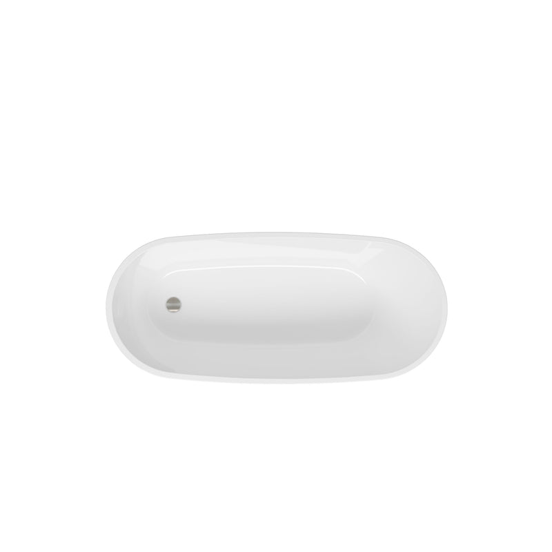 Acrylic Freestanding Soaking Bathtub With Integrated Slotted Overflow And Brushed Nickel Toe-Tap Drain, Cupc C Ertified, 02141-Bn - Glossy White