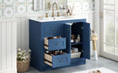 Bathroom Vanity With Ceramic Sink, Bathroom Storage Cabinet With 2 Drawers & Shelf, Freestanding Bathroom Cabinet - Blue
