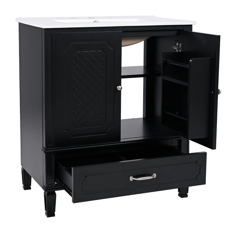 Vintage Style Bathroom Vanity With Sink, Multi Functional Storage, Soft-Closing Door