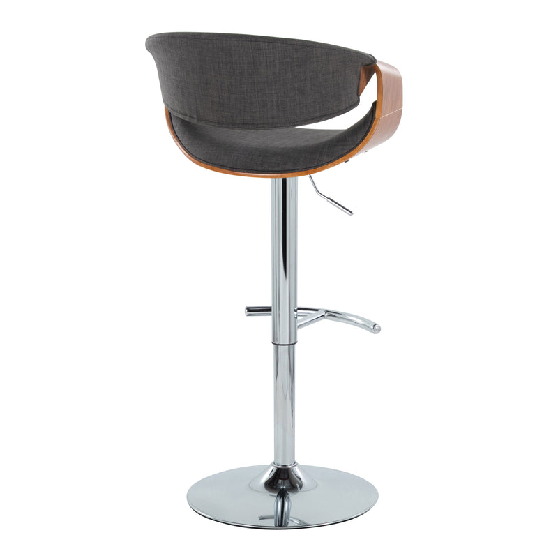 Curvo - Mid Century Modern Adjustable Barstool With Swivel With Rounded T Footrest (Set of 2)