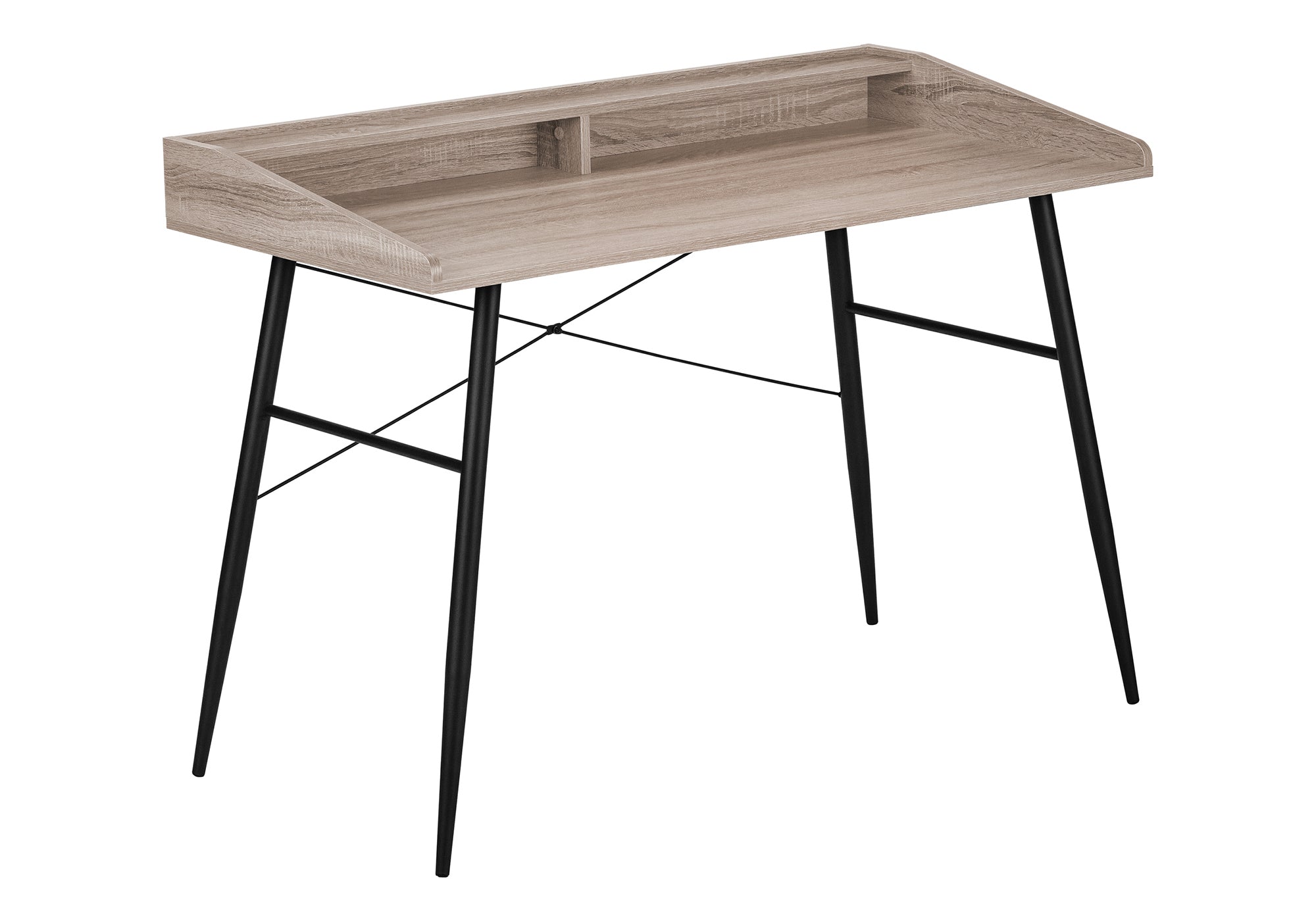 Computer Desk, Home Office, Laptop, Storage Shelves, 48'l, Work, Brown Laminate, Black Metal, Contemporary, Modern