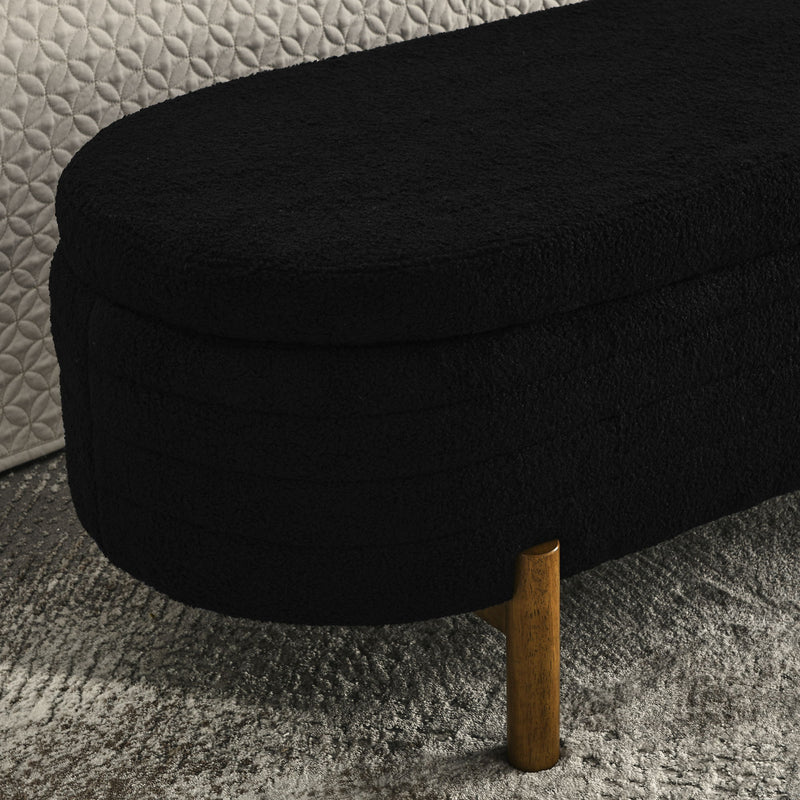 Oval Ottoman Storage Bench With Rubber Wood Legs