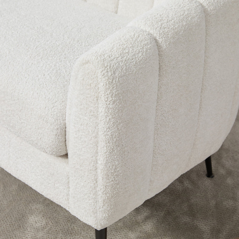 3 Piece Small Living Room Furniture Set, Sofa Loveseat & 2 Armchairs - Ivory