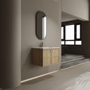 Wall Mounted Bathroom Vanity With Ceramic Sink And 2 Soft Closing Doors
