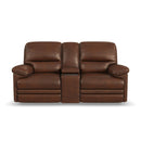 David - Power Reclining Loveseat With Console, Power Headrests & Lumbar - Pecan