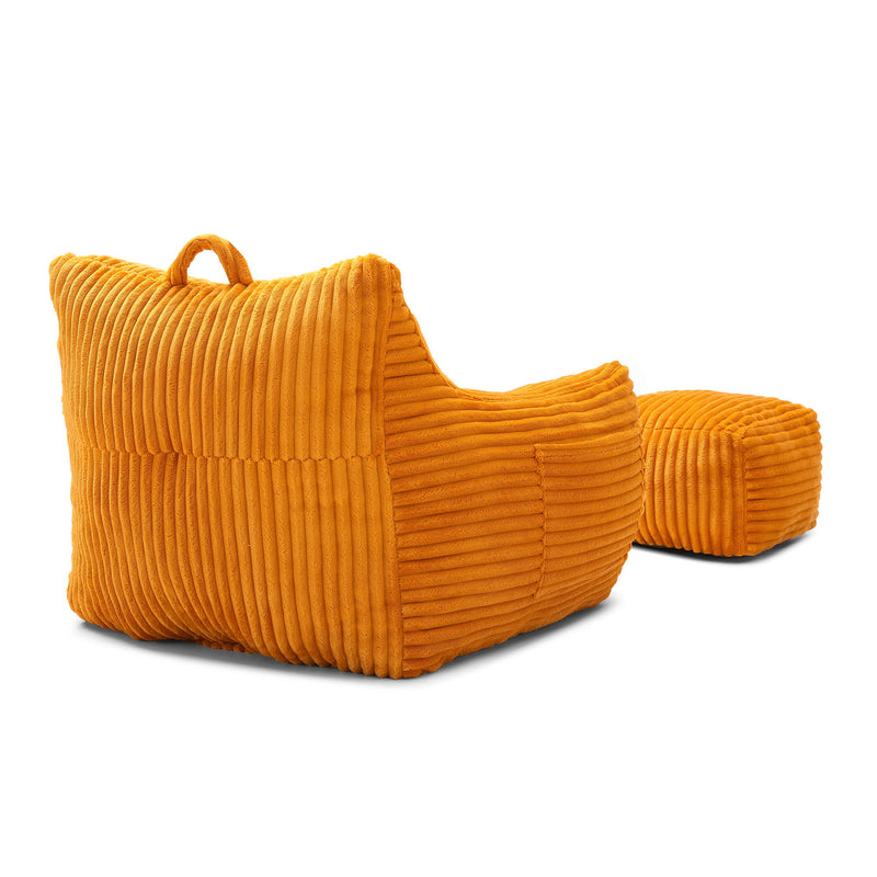 Giant Plush Bean Bag Chair With Armrests And Footstool