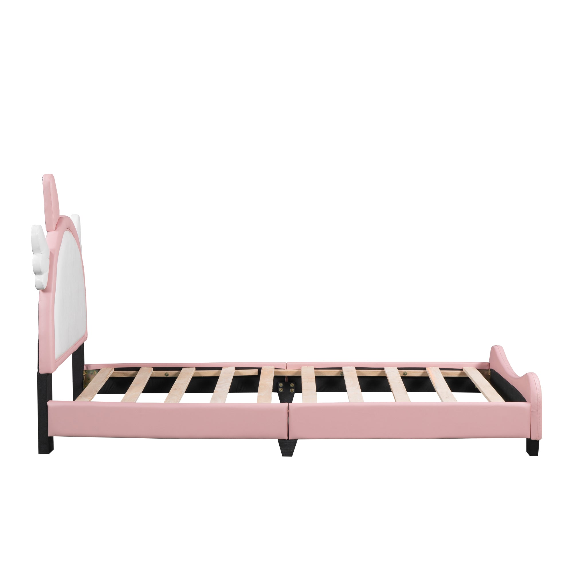 Cute Twin size Upholstered Bed With Unicorn Shape Headboard,Twin Size Platform Bed with Headboard and Footboard,White+Pink - Atlantic Fine Furniture Melbourne FL