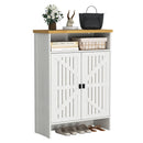 Modern Minimalist Shoe Cabinet With Sliding Door Design - White