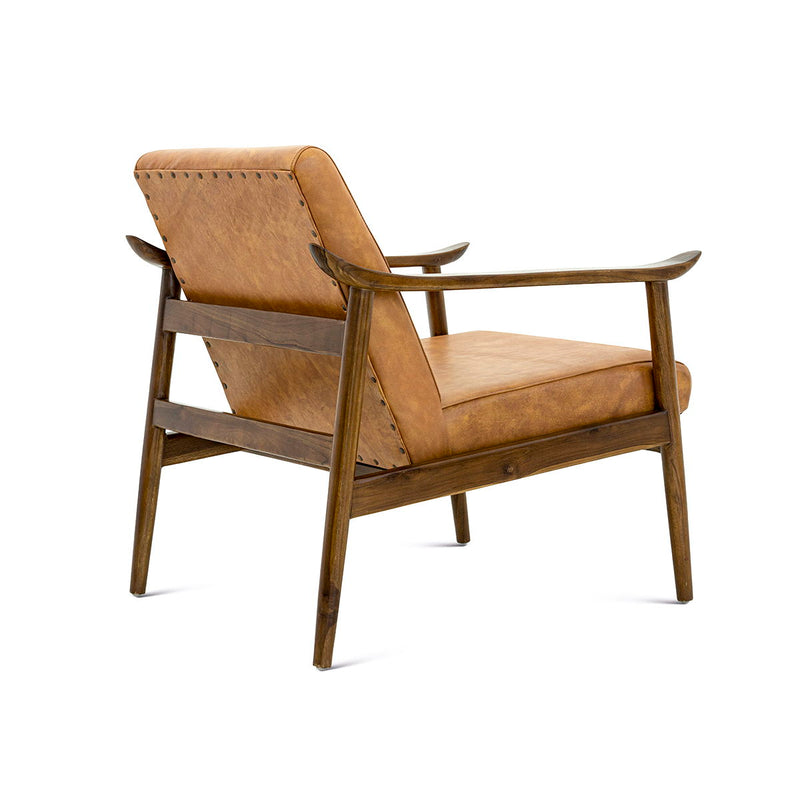 Brandon - Tan Leather Lounge Chair - Orange