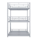 Metal Full Size Triple Bunk Bed, Silver