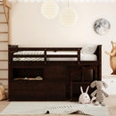 Loft Bed Low Study Twin Size Loft Bed With Storage Steps and Portable,Desk,Espresso(OLD SKU: LT000101AAP)