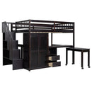Loft Bed With Stairs, Bookshelf, Drawers, Desk & Wardrobe, Space Saving Multifunctional Furniture