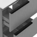 Fluted Bathroom Vanity With Ceramic Sink, Freestanding Cabinet