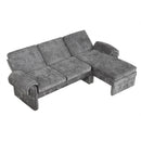 Convertible Futon Sofa Bed With Adjustable Backrest, Reversible Chaise Lounge And 2 Removable Armrest Pillows