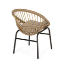 Outdoor Accent Chair With Curved Back And Basket Frame, (Set of 2) - Light Brown / Beige