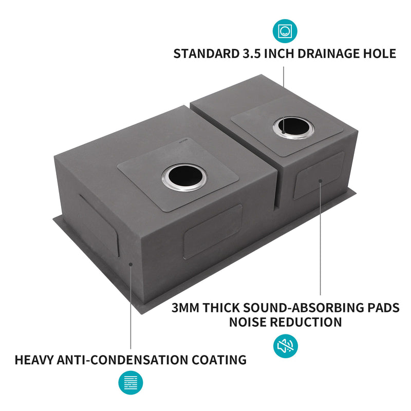 Modern Double Bowl Undermount Sink Design With 10" Deep Basins