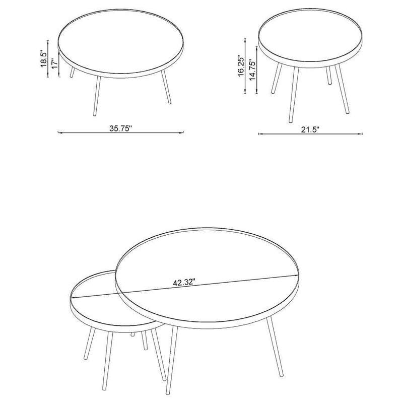 Kaelyn - 2 Piece Round Mirror Top Nesting Coffee Table