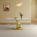 Modern Rectangular Dining Table For 6 - 8, Plated Hourglass Base