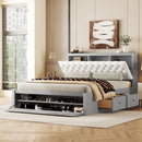 Platform Bed With Storage Headboard, Shoe Rack And 4 Drawers