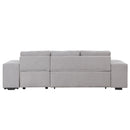 Pull Out Sleeper Sofa Reversible L-Shape 3 Seat Sectional Couch With Storage Chaise And 2 Stools For Living Room Furniture Set - Gray
