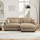 Modern Sectional Sofa With Ottoman, Round Bolster Armrests, Waist And Throw Pillows