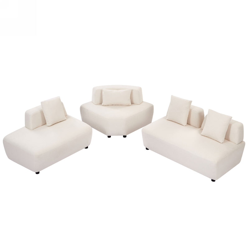 Contemporary 3 Piece Sectional Sofa Free Convertible Sofa With Four Removable Pillows For Living Room