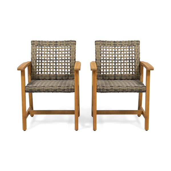 Outdoor Dining Chair Acacia Wood Frame (Set of 2)